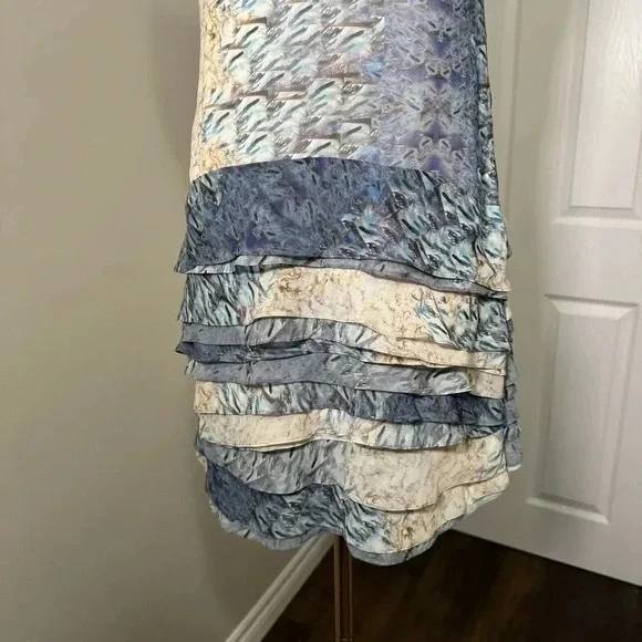 Christian  cota 100% silk ruffled mini dress 6 - Picture 4 of 8